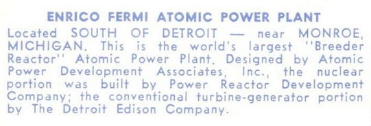 Enrico Fermi Nuclear Generating Station - Old Postcard